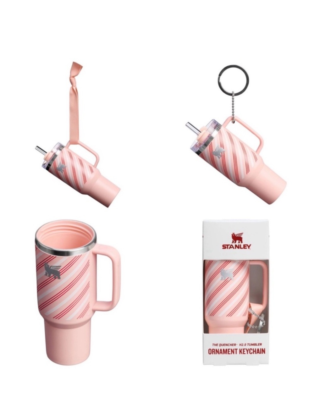 Mini Stanley Ornament Keychain Tumbler 2025 Holiday Target Candy Cane Stripe - Picture 4 of 11